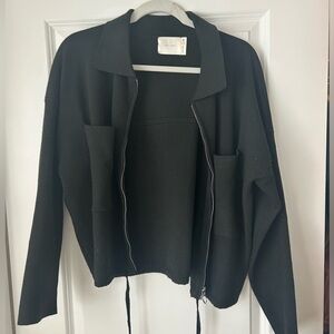 Black Sweater Zip-up Jacket